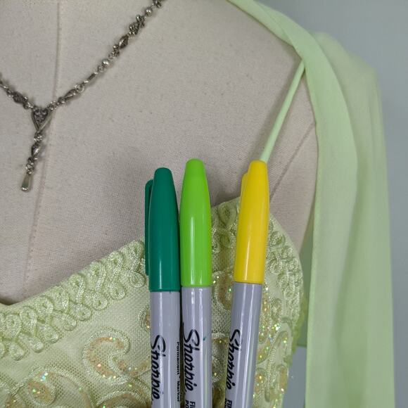 Vintage Morgan Co Prom Dress Maxi Gown 6 Green Fairy Princess 90s Y2K Glam - Picture 5 of 15